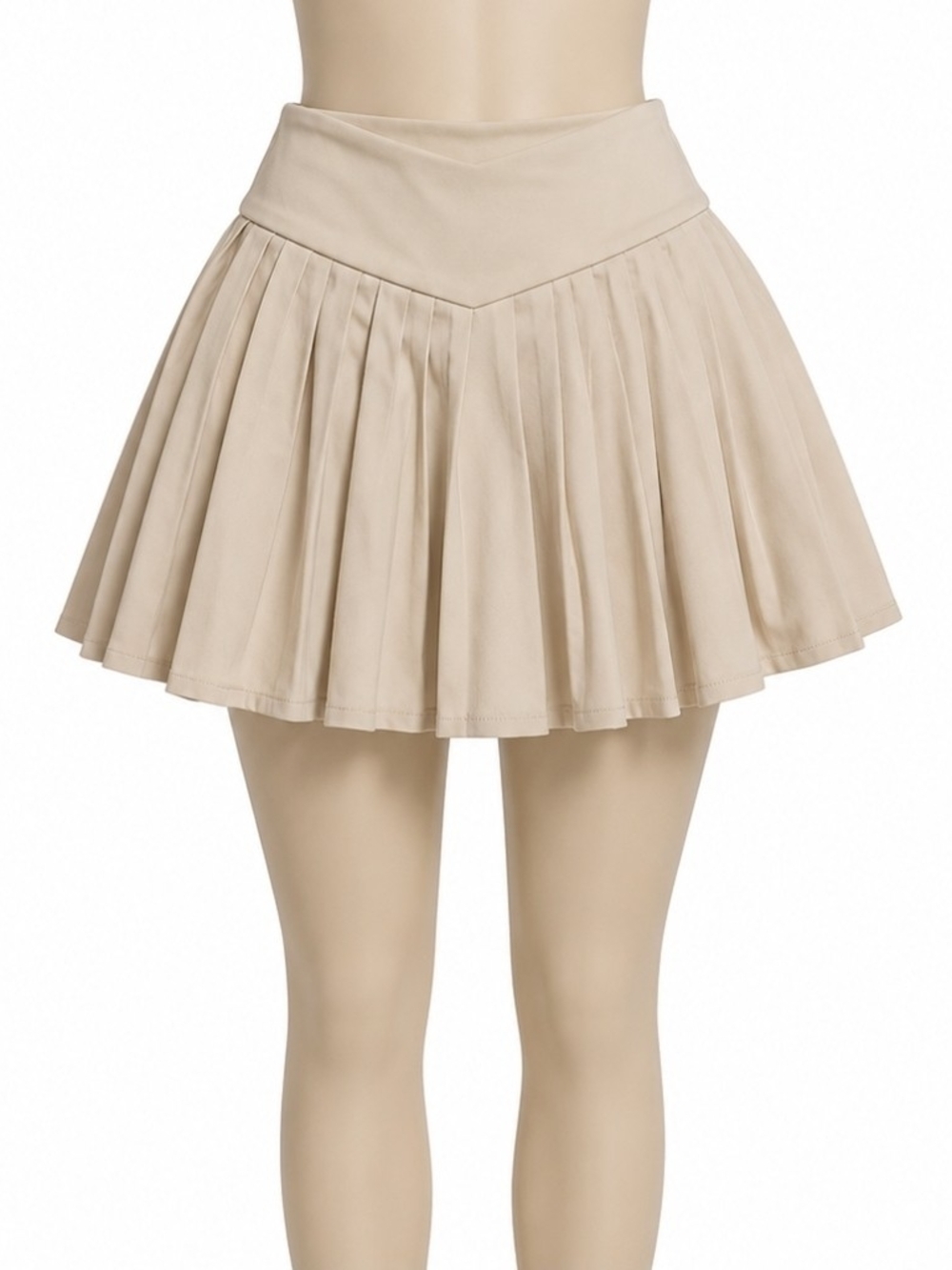 Forever 21 Beige Pleated Skater Mini Skirt